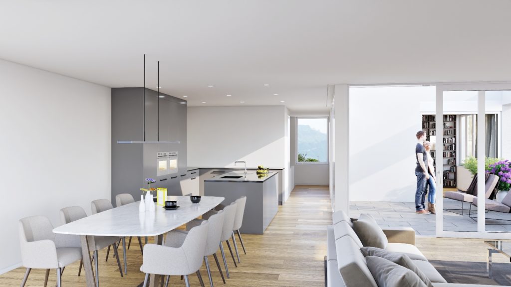 Neubau von drei grosszügigen Einfamilienhäusern - Innenansicht Haus C