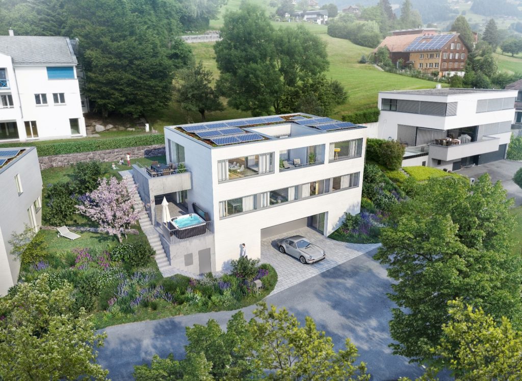 Neubau von drei grosszügigen Einfamilienhäusern - Visualisierung Haus C