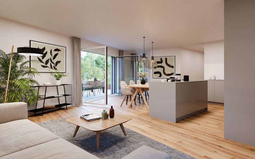 Scuol: Neubau -  22 exclusive Eigentums-Wohnungen - 3 Balkonsicht