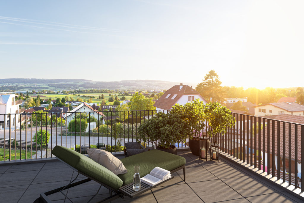 Schlossblick - Uster - Geniessen Sie wunderschöne Sonnenuntergänge auf der Terrasse der Attikawohnung