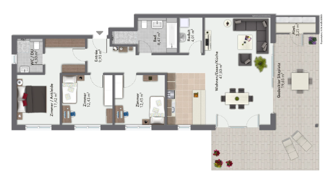 moderne 4.5 Zimmer-Gartenwohnung - Aarburg, Krone-Park.Haus 3 EG 4.5