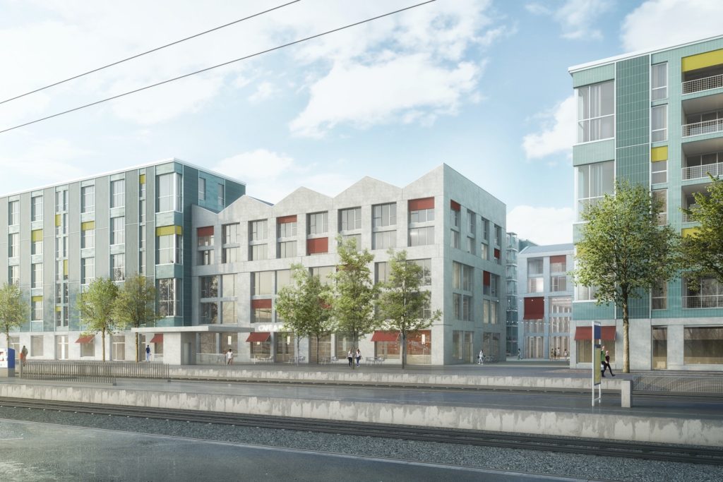 Neubau Wohnüberbauung mit Gewerbe in Schlieren - Visualisierung