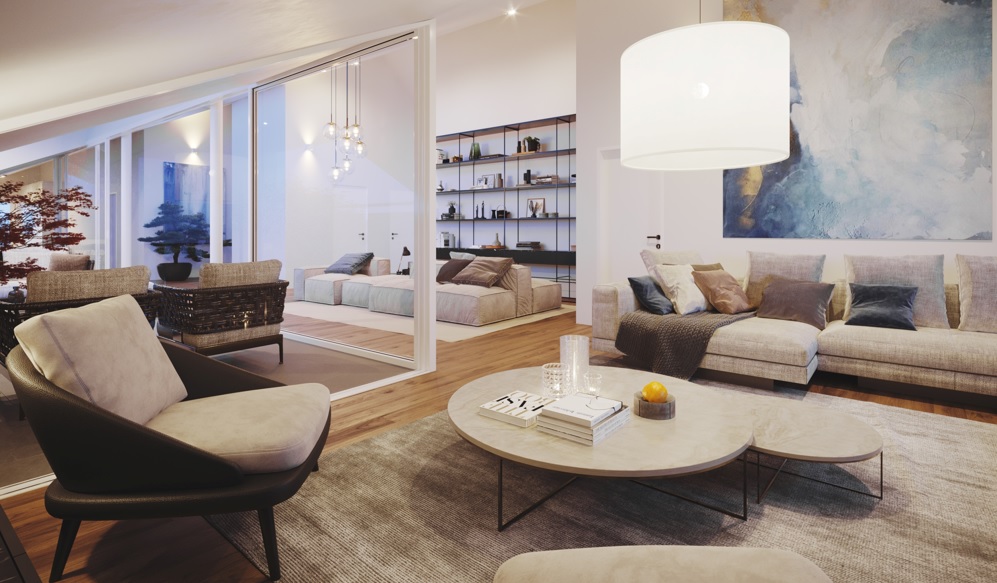 moderne 7.5-Zimmer-Wohnung Hochparterre/Souterrain mit Loggia - BELLIKON NEU Dachwohnung, Wohnzimmer