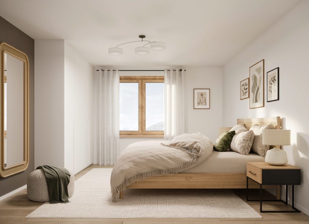 Ferienwohnungen mit fantastischem Bergpanorama - zer-mili-2-og-schlafzimmer
