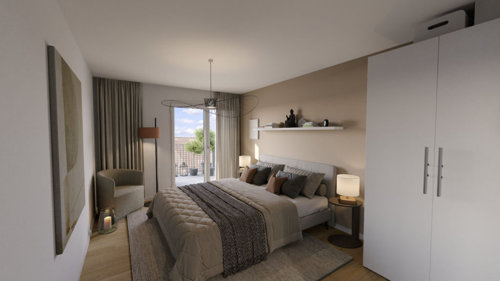 Wohnen mit Uetliberg-Blick in Aesch ZH - Schlafzimmer mit Ankleide