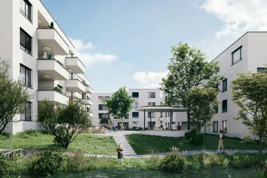 grosszügige 4.5 Zimmer-Wohnung - Widen, in den Rüti. Spielplatzsicht