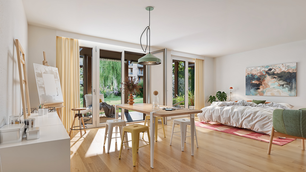 Erstvermietung 1.5-Zimmerwohnung in Münchenstein - Wohnzimmer