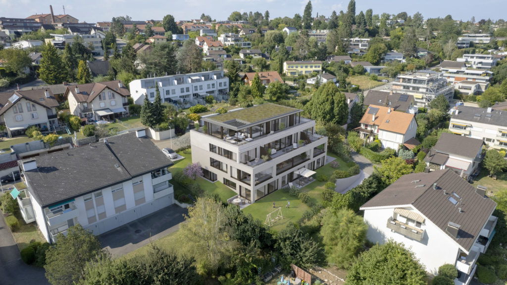 Exklusives Wohnen in Oberwil BL - Übersichtsperspektive | Südost - &amp;amp; Südwest-Fassade