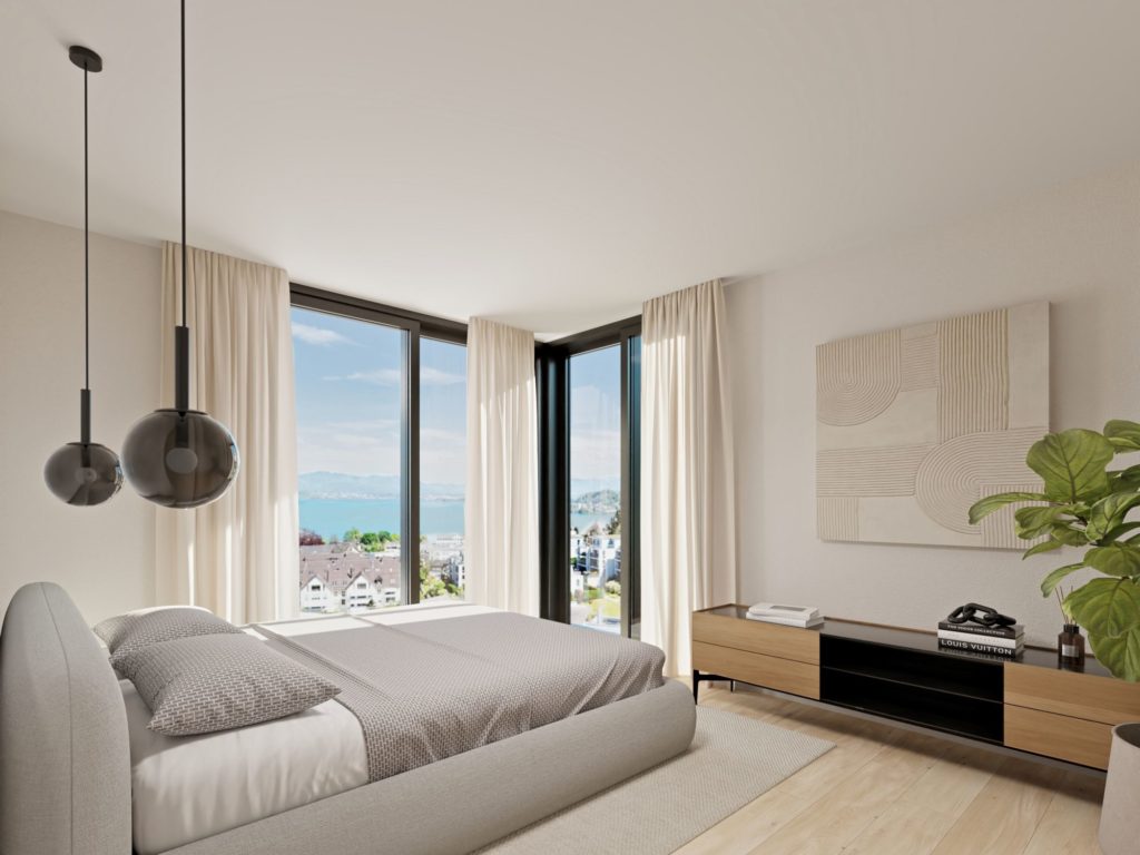 RIVA - 5 Eigentumswohnungen in Richterswil - Schlafzimmer Seesicht