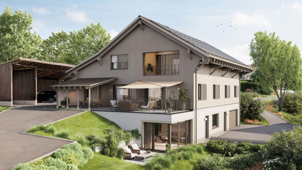 Ankündigung einzigartige 4.5-Zimmer-Dachmaisonette in Winkel - Visualisierung