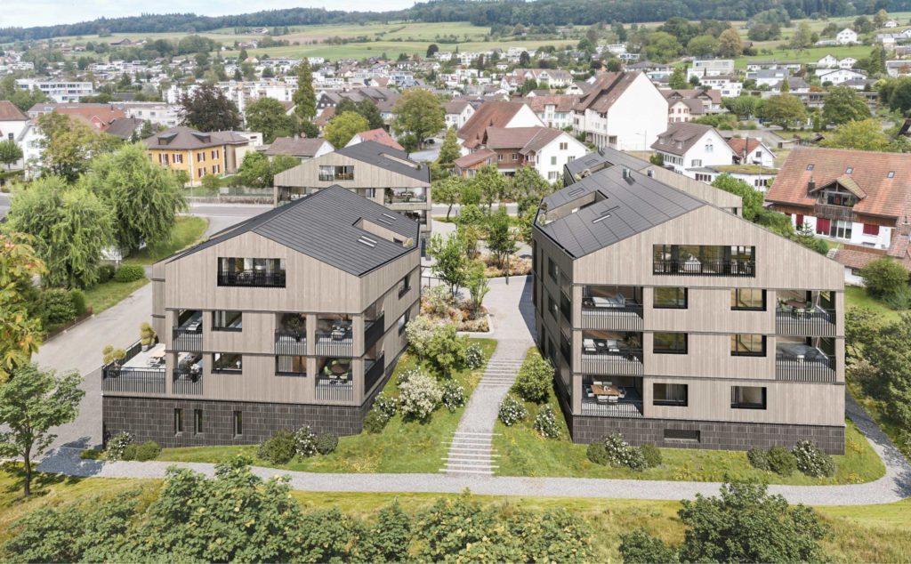 «Bänkliwiese» Oberrohrdorf – Wohnen im Dorfkern - Aussenvisualisierung 2_grau