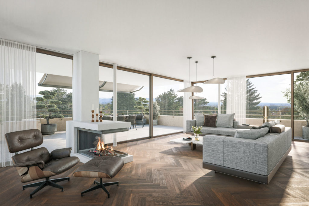 Neubauprojekt "Unterm Wenkenpark", Riehen - Wohnzimmer Attikawohnung