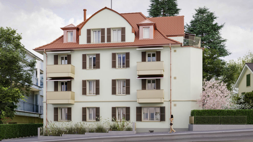 Ankündigung 2.5-Zimmer-Mietwohnung im Zürcher Kreis 8 - Außenvisualisieurng V3