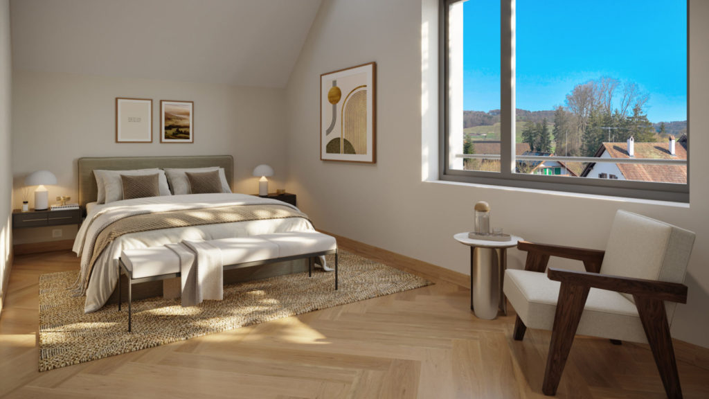 Moderne Neubau Wohnungen in Lufingen - DG-Schlafzimmer-scaled
