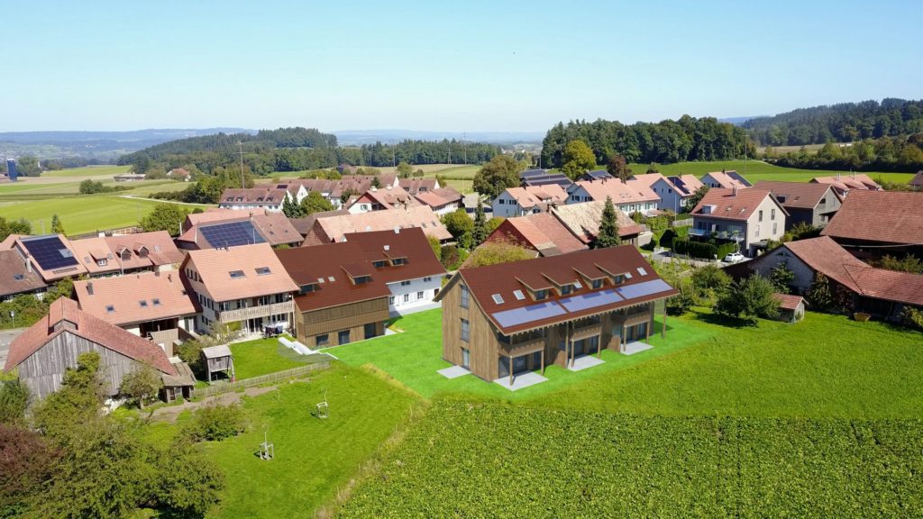 Projektankündigung an grüner Lage in Attikon - Visualisierung