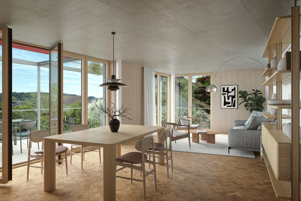 4 exklusive Eigentumswohnungen in Wettswil - 3D Architektur Visualisierung