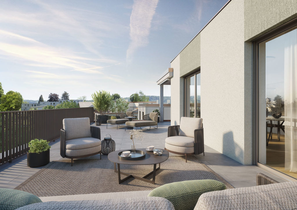 Riniken: Attraktive Eigentumswohnungen - Visualisierung Terrasse