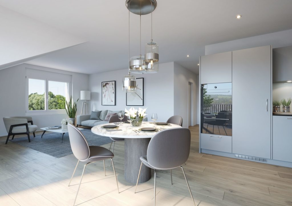 Waltpark - Eigentumswohnungen in Waltenschwil - Visualisierung 3.5 Zimmer Dach-Wohnung