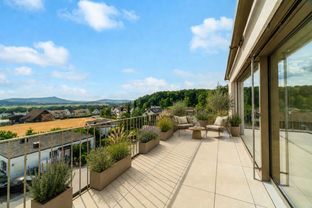 Lichtdurchflutete Attika-Maisonette mit Weitsicht und privatem Garten - HIROKI - Terrasse