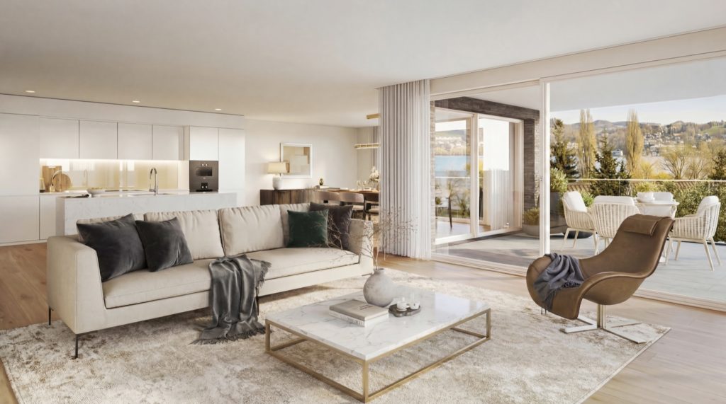 Seelinie 11 – Exklusives Wohnen mit Seeblick - seelinie11-st-niklausen-attika-wohnzimmer-seeblick
