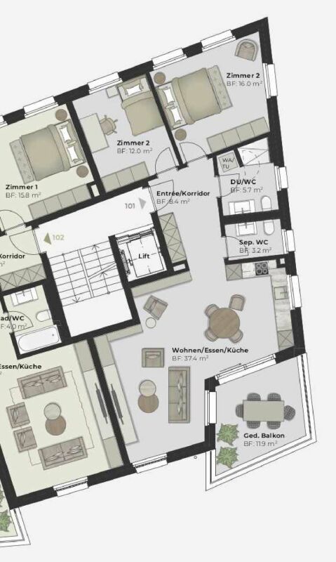 Jenseits des Gewöhnlichen: komfortables Neubauwohnen mitten in Gossau - Grundriss