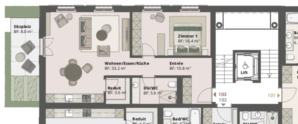 BAUSTART ERFOLGT! Hohe Wohnqualität: Neubauwohnungen in Natur-, See- und Stadtnähe - 2.5 Zimmerwohnung 103 Grundriss