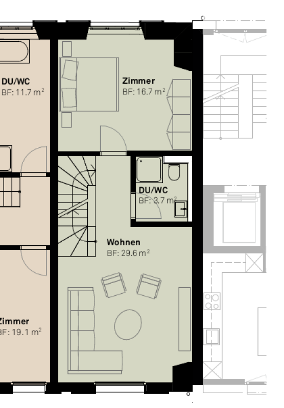 «Dorf Ottikon»: Attraktives Mittelhaus mit viel Freiraum - Bezug ab Februar 2027 - Obergeschoss
