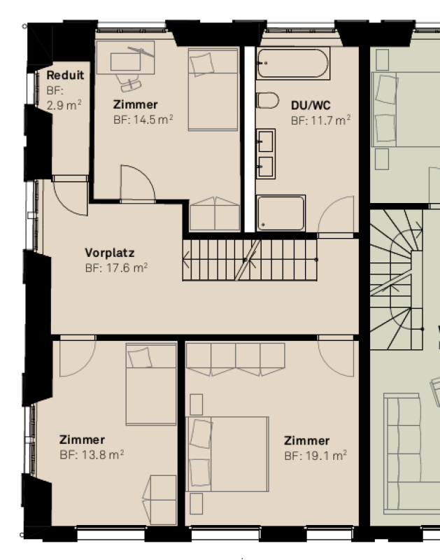 BAUSTART IST ERFOLGT «Dorf Ottikon»: Freiraum und Wohnauswahl in einzigartigem Ensemble - Obergeschoss