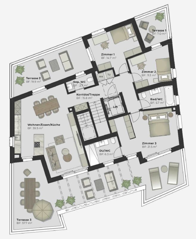 Jenseits des Gewöhnlichen: komfortables Neubauwohnen mitten in Gossau - Grundriss