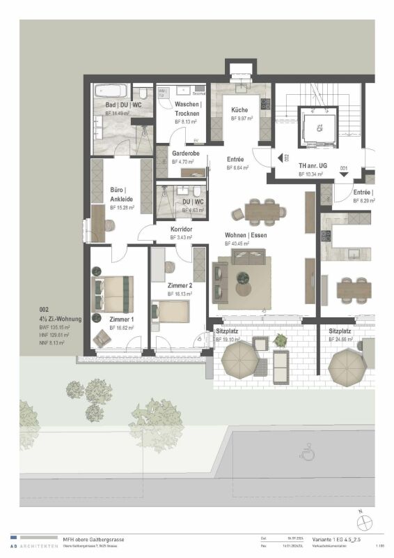 Moderne Skulptur mit Weitsicht: Neubauwohnungen am Galtberg - Grundriss Var. 1