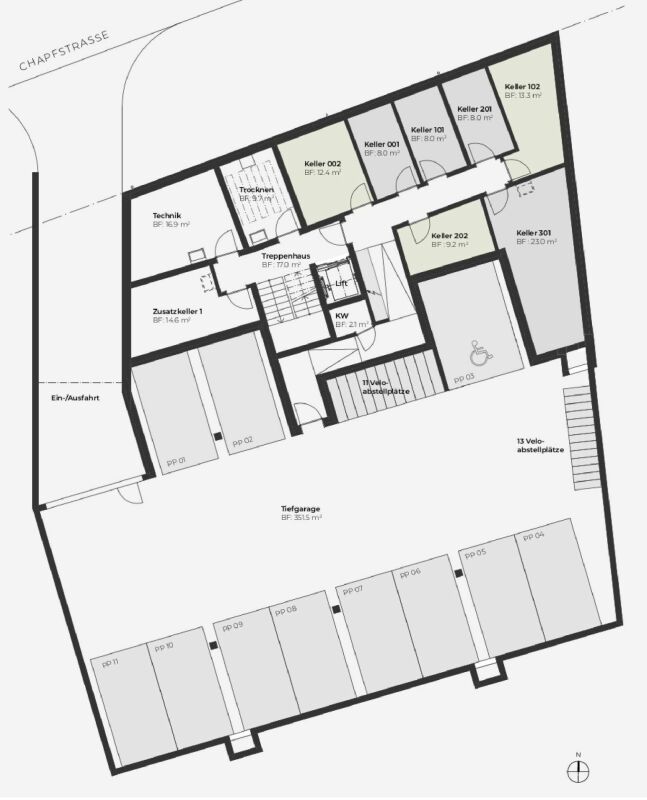 Jenseits des Gewöhnlichen: komfortables Neubauwohnen mitten in Gossau - Keller / Garage