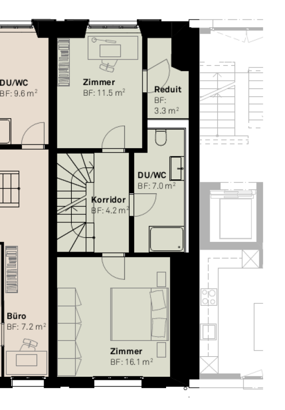 BAUSTART IST ERFOLGT «Dorf Ottikon»: Freiraum und Wohnauswahl in einzigartigem Ensemble - 1.DG 4.5 Zimmer Umbau