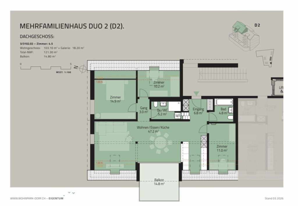 WOHNPARK DORF - 4.5-Zimmer-Dachwohnung - Bild 4