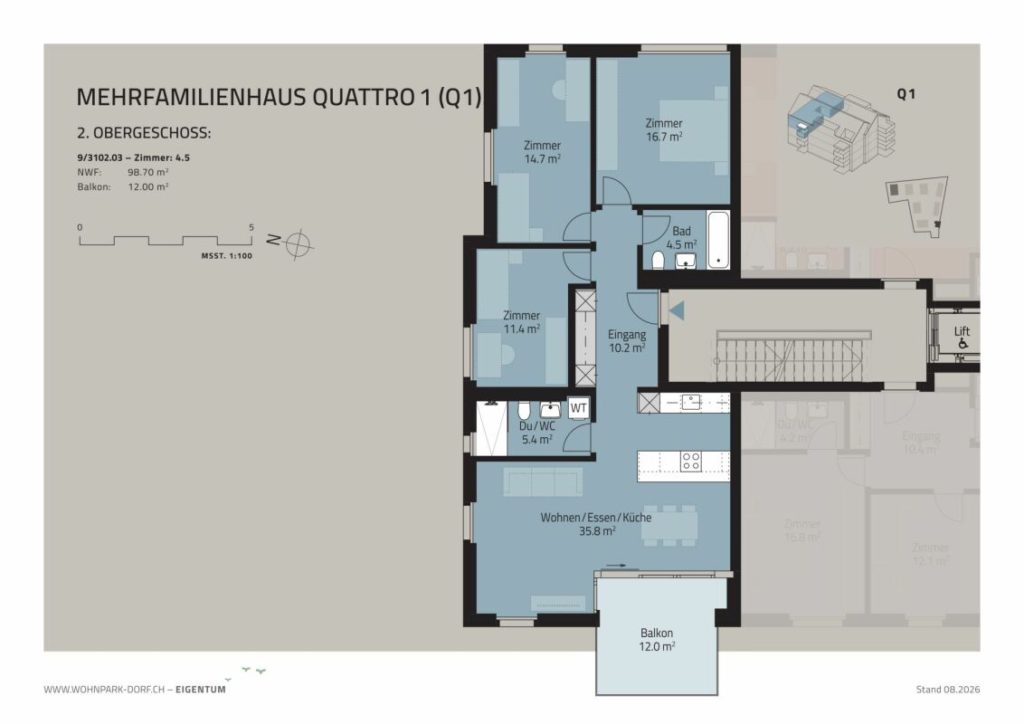 WOHNPARK DORF - VERKAUFSSTART 2. ETAPPE - 4,5-Zimmerwohnung im 2. OG - Bild 7