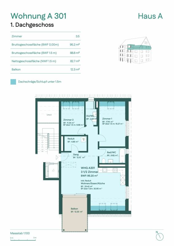 Charmante 3.5-Zimmer-Dachwohnung mit sonnigem Balkon - Bild 6