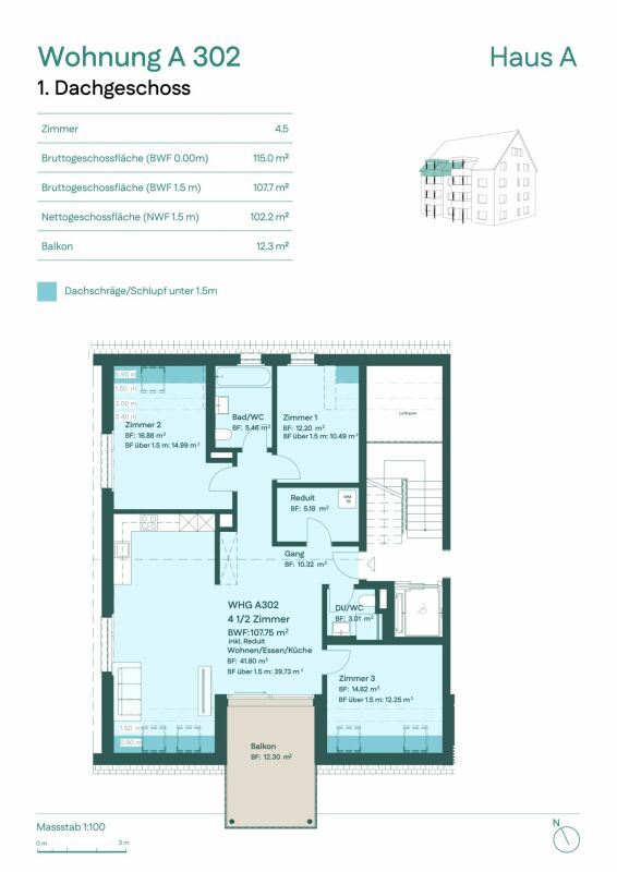 Attraktive 4.5-Zimmer Dachwohnung mit sonnigem Balkon - Bild 6