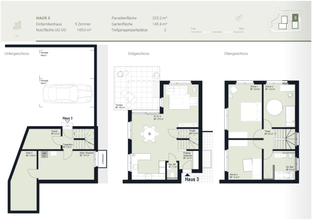 4-Viertel Seengen: 4 Einfamilienhäuser mit Garten und Tiefgarage, EFH 3 - Bild 8