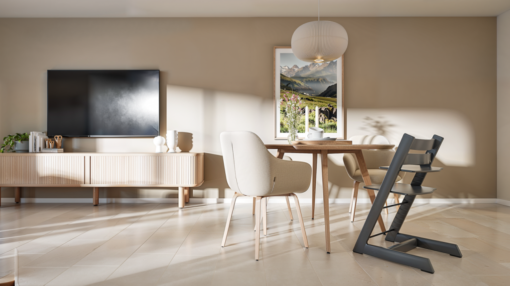 Neubauprojekt Vier-Kronen - 1 Zimmer-Studio - Beispiel-Visualisierung Wohn-/ Esszimmer