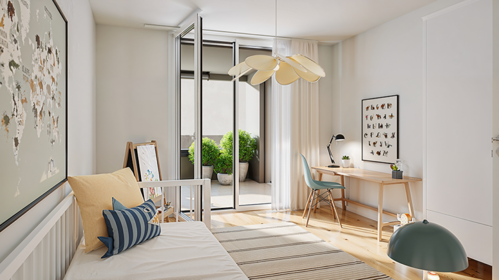 Neubauprojekt Vier-Kronen - 3.5 Zimmer-Attikawohnungen - Beispiel-Visualisierung Kinderzimmer