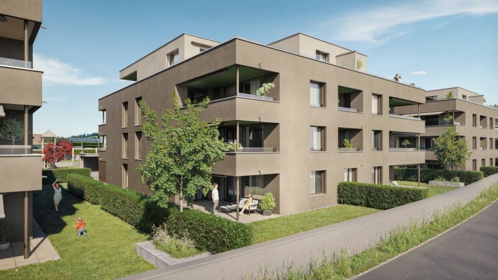 Neubauprojekt Vier-Kronen - 5.5 Zimmerwohnungen - Aussenvisualisierung von Südost