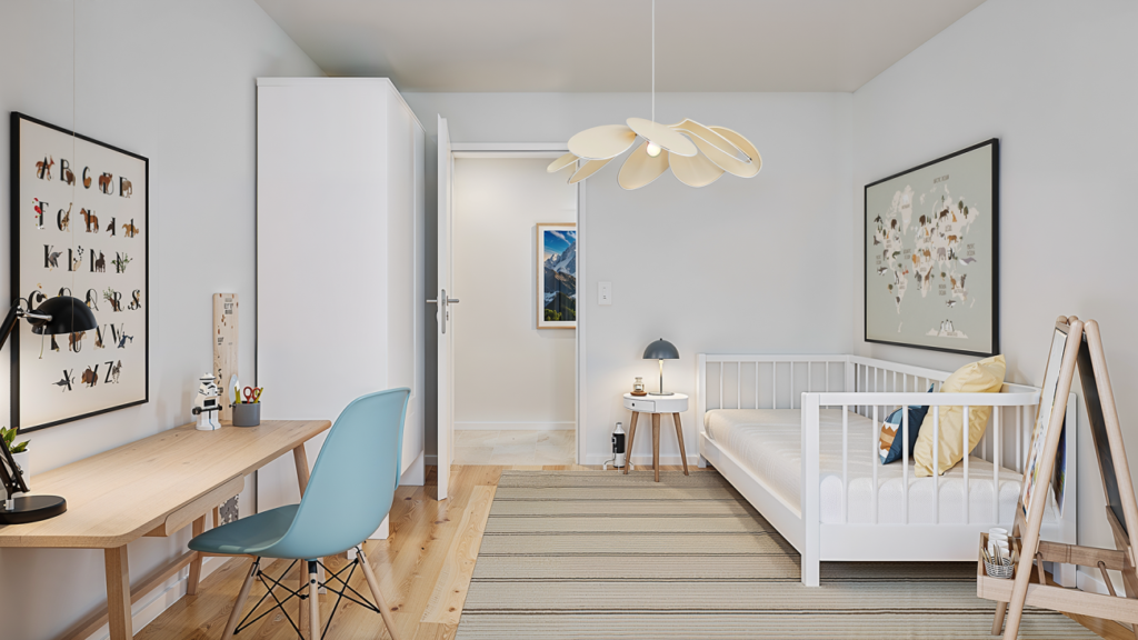 Neubauprojekt Vier-Kronen - 3.5 Zimmerwohnungen - Beispiel-Visualisierung Kinderzimmer