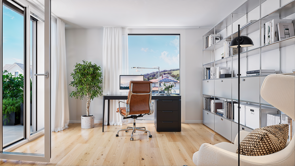 Neubauprojekt Vier-Kronen - 3.5 Zimmerwohnungen - Beispiel-Visualisierung Arbeitszimmer