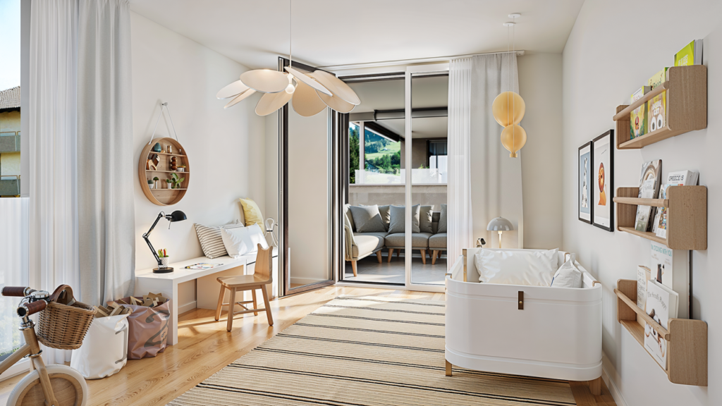 Neubauprojekt Vier-Kronen - 4.5 Zimmer-Attikawohnungen - Beispiel-Visualisierung Kinderzimmer