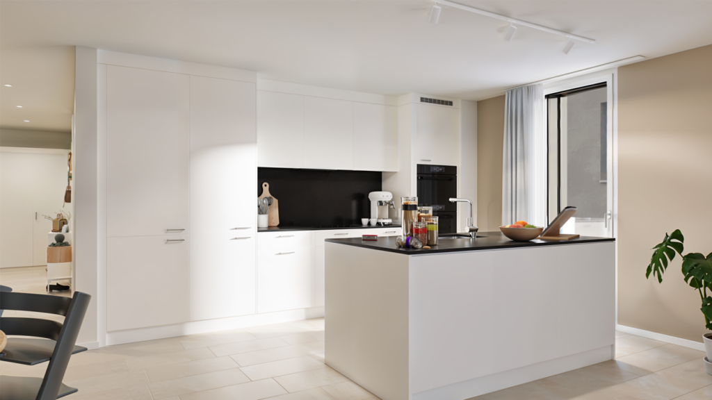 Neubauprojekt Vier-Kronen - 1 Zimmer-Studio - Beispiel-Visualisierung Küche