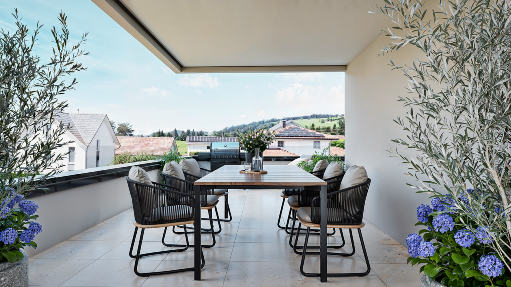 Neubauprojekt Vier-Kronen - 3.5 Zimmerwohnungen - Beispiel-Visualisierung Balkon