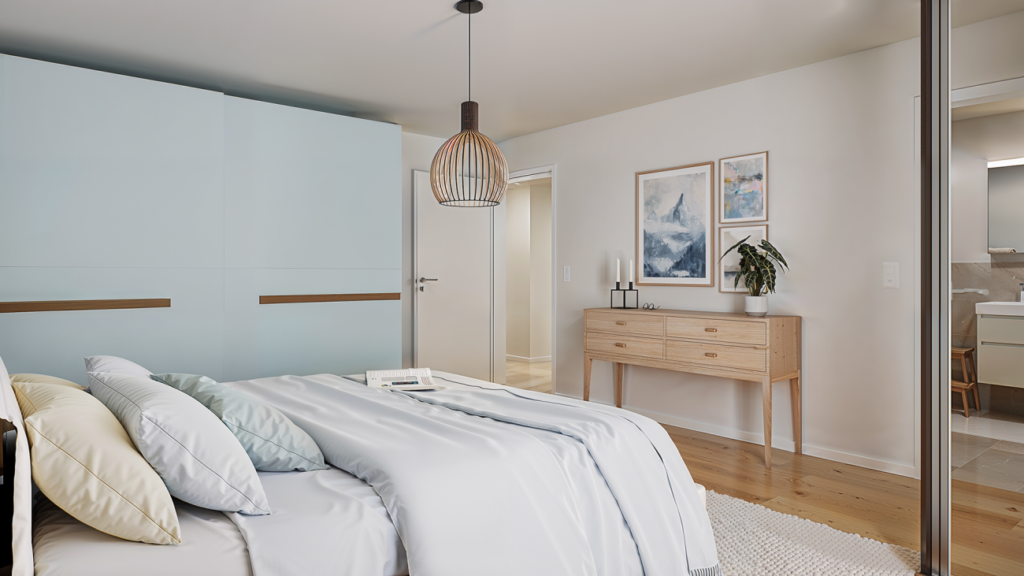 Neubauprojekt Vier-Kronen - 2.5 Zimmerwohnungen - Beispiel-Visualisierung Schlafzimmer
