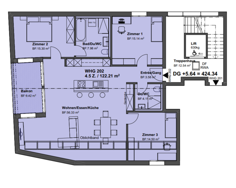 202 4.5 Dachwohnung - Bild 9