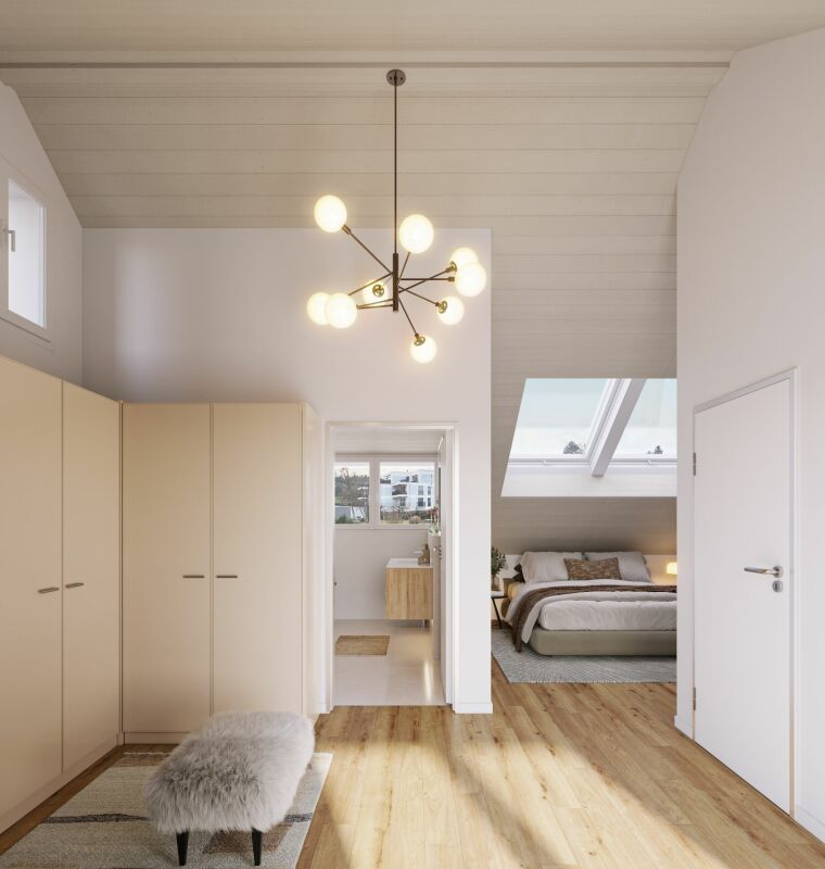 puro vivere: Exklusives Einfamilienhaus mit Garten & Aussicht - Ankleide im Dachgeschoss