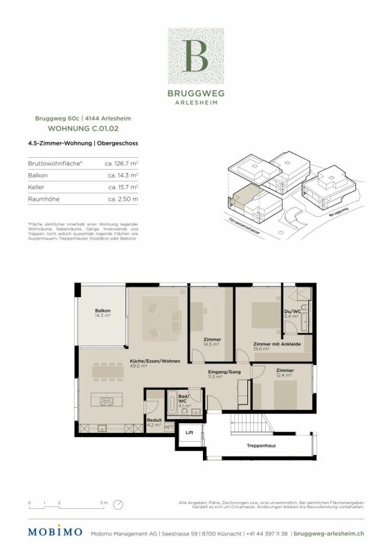 Grosszügige 4.5-Zimmerwohnung - Bruggweg, Arlesheim - Bild 3