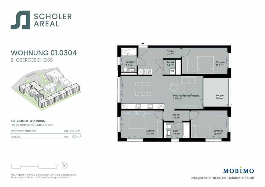 Elegante 4.5-Zimmerwohnung - Scholer-Areal.ch - Grundriss 4.5-Zimmer-Wohnung